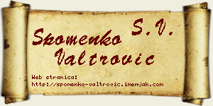 Spomenko Valtrović vizit kartica
